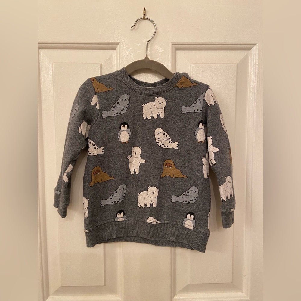 H&M Gray Kids Sweatshirt with Animal Prints